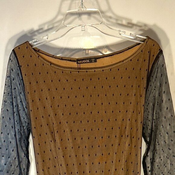 Miusol NWT SZ XL Black Polka Dot Mesh Formal Maxi Prom Mother of the Bride Black - Picture 11 of 15